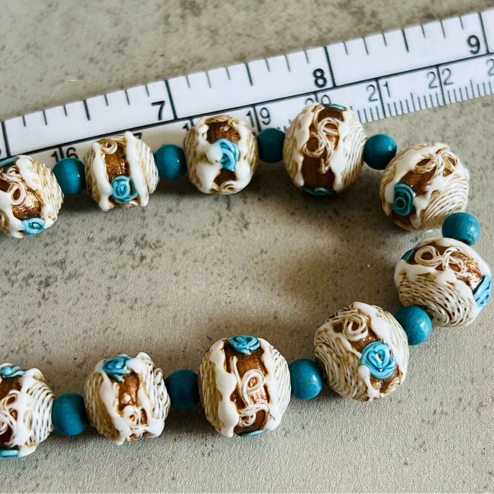 Vintage/Antique Murano Venetian Latticino Wedding Cake Necklace 16.5in. - Picture 16 of 16
